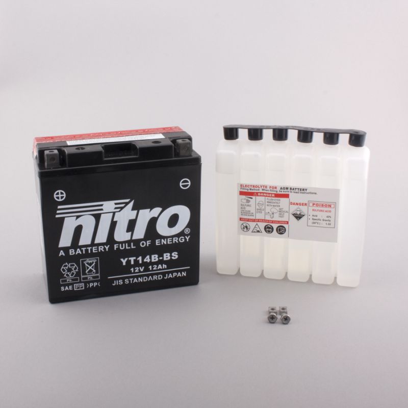 AFAM NITRO YT14B-BS AGM open with acid pack 14NT14B-BS(dimensions L:150,W:70,H:145)