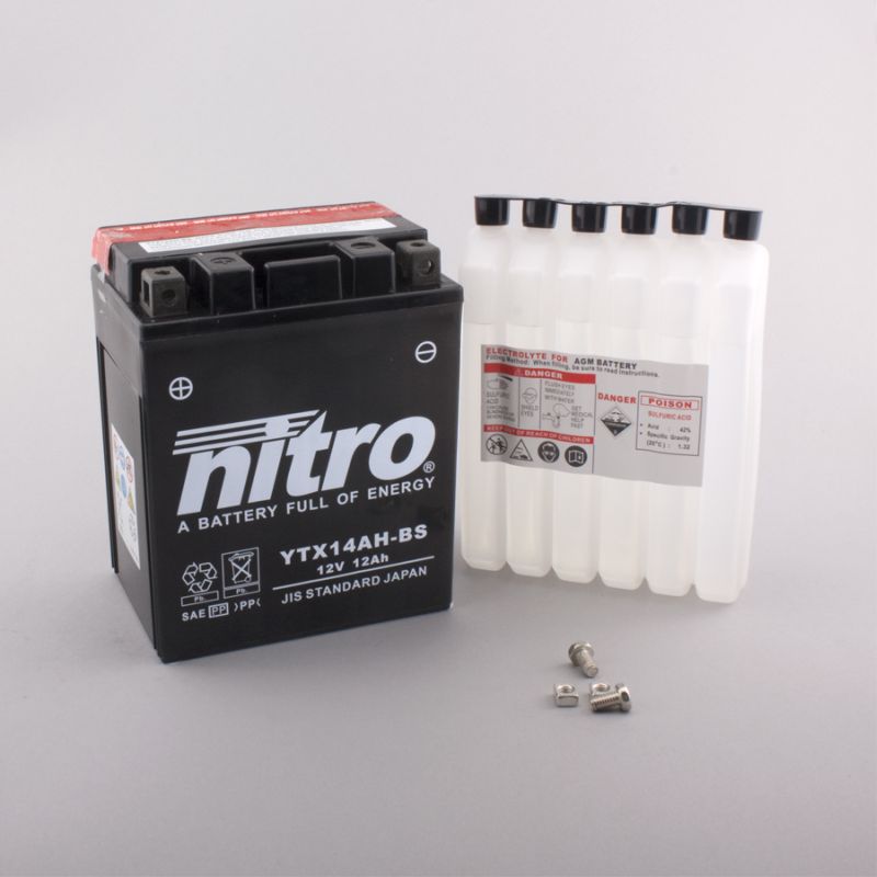 AFAM NITRO YTX14AH-BS AGM open with acid pack HP 14NTX14AH-BS(dimensions L:134,W:89,H:166)