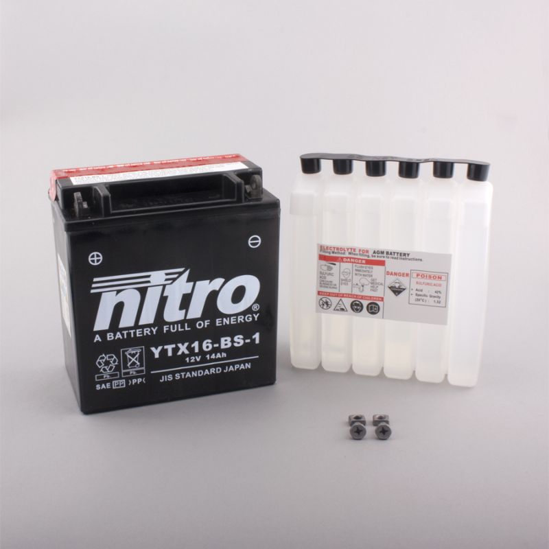 AFAM NITRO YTX16-BS-1 AGM open with acid pack 14NTX16-BS-1(dimensions L:150,W:87,H:161)