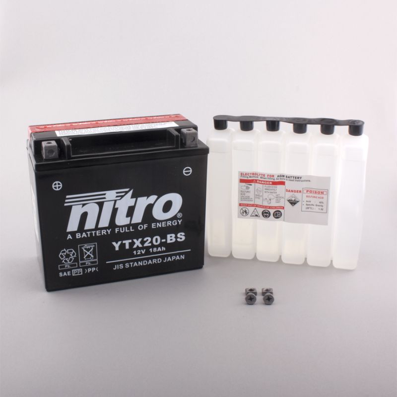 AFAM NITRO YTX20-BS AGM open with acid pack 14NTX20-BS(dimensions L:175,W:87,H:155)