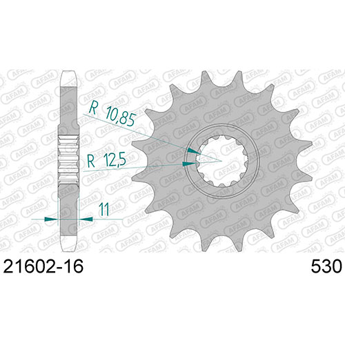 AFAM SPROCKET FRONT WITH RUBBER 530-16 1821602-16