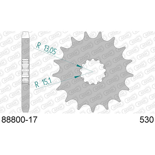 AFAM SPROCKET FRONT WITH RUBBER 530-17 1888800-17