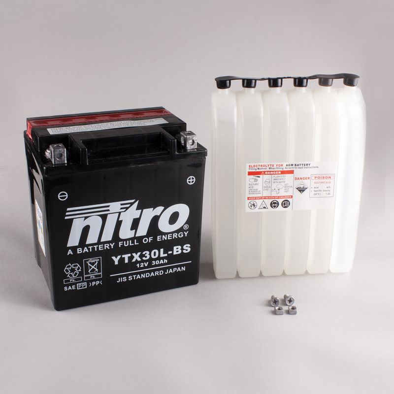 AFAM NITRO YTX30L-BS AGM open with acid pack 14NTX30L-BS(dimensions L:166,W:126,H:175)