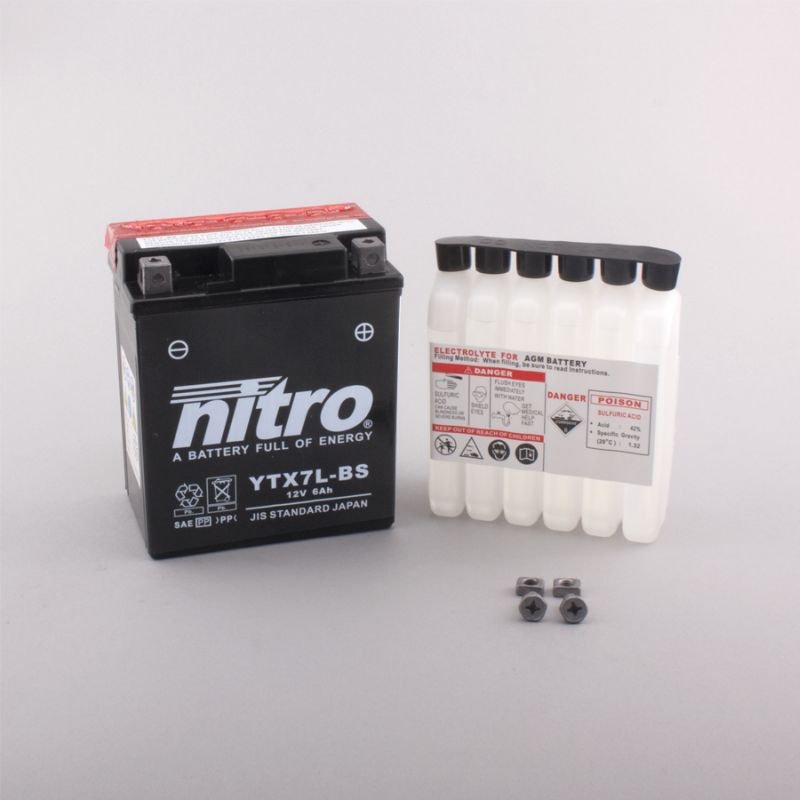 AFAM NITRO YTX7L-BS AGM open with acid pack 14NTX7L-BS(dimensions L:114,W:71,H:131)