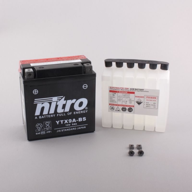 AFAM NITRO YTX9A-BS AGM open with acid pack 14NTX9A-BS(dimensions L:135,W:75,H:135)
